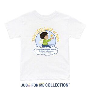 This Little Light of Mine Tshirt-Boys Toddler Christian T-shirt (White-brunette)
